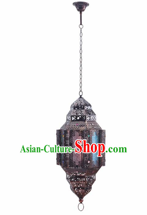 Asian Traditional Iron Grass Ceiling Lantern Thailand Handmade Lanterns Hanging Lamps