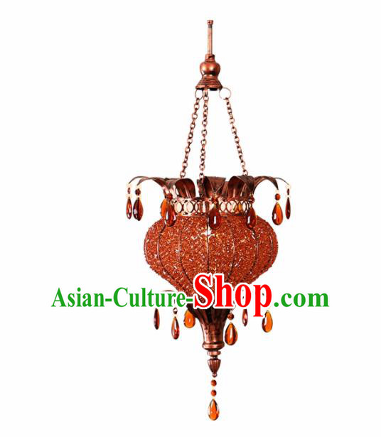 Asian Traditional Red Grass Ceiling Lantern Thailand Handmade Lanterns Hanging Lamps