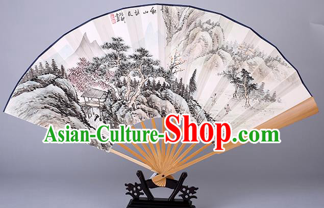 Traditional Chinese Handmade Ink Painting Autumnal Scenery Paper Folding Fan China Accordion Fan Oriental Fan