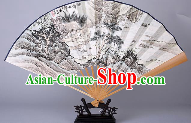 Traditional Chinese Handmade Ink Painting Pinetree Paper Folding Fan China Accordion Fan Oriental Fan