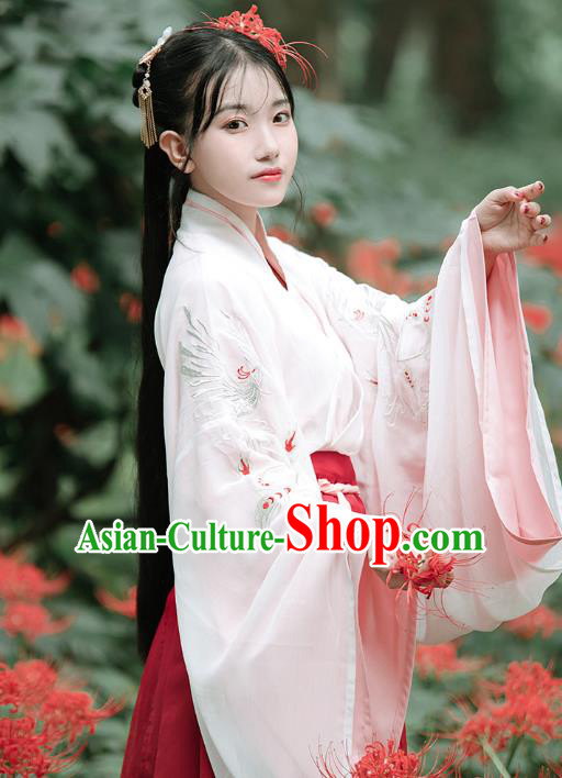 Traditional Chinese Jin Dynasty Royal Princess Red Dress Ancient Patrician Lady Historical Costumes for Women