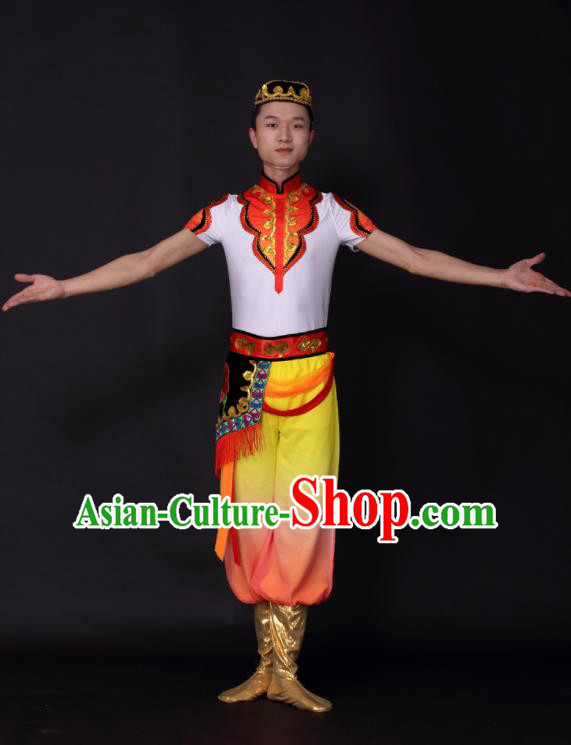 Chinese Traditional Xinjiang Uygur Dance Clothing China Uyghur Nationality Stage Performance Costume for Men