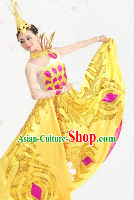 Professional Modern Dance Golden Dress Opening Dance Stage Performance Costume for Women