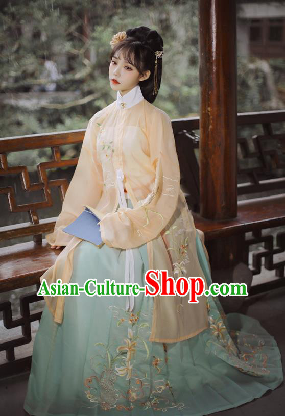 Chinese Traditional Ming Dynasty Historical Costume Ancient Patrician Lady Hanfu Dress for Women