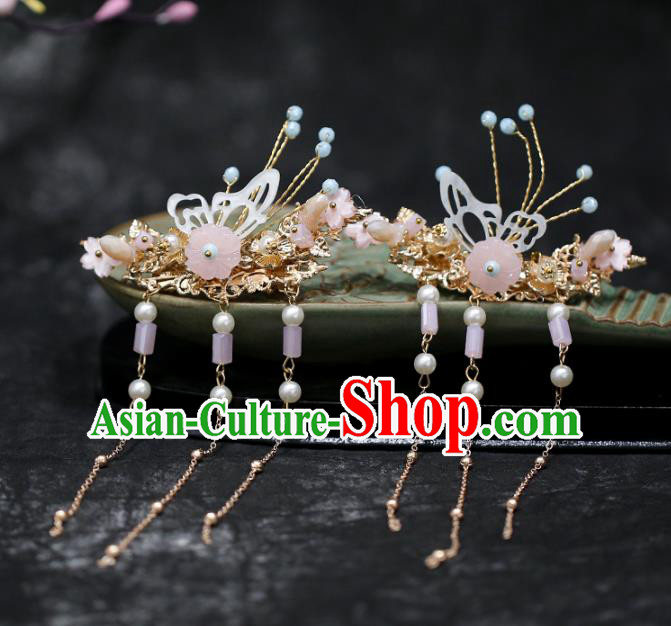 Chinese Traditional Hanfu Shell Butterfly Hair Claws Ancient Hair Accessories for Women