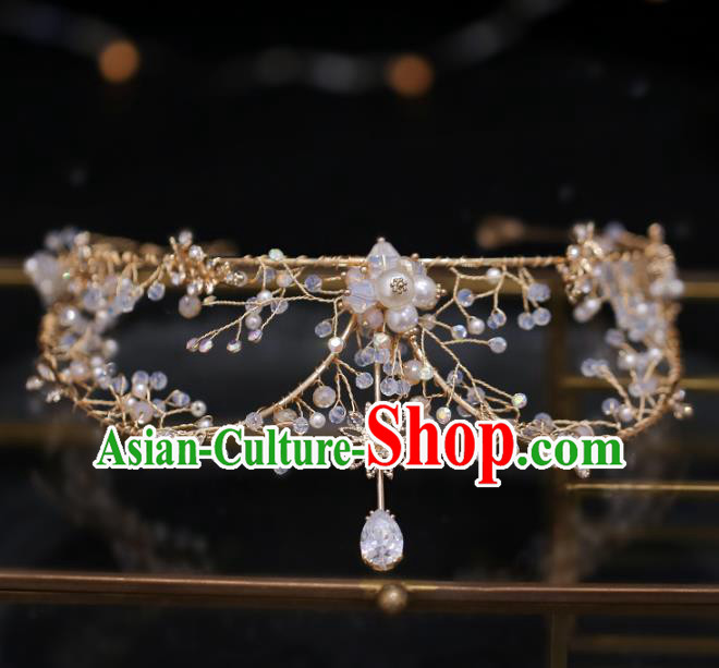 Top Grade Bride Crystal Beads Royal Crown Wedding Hair Accessories for Women