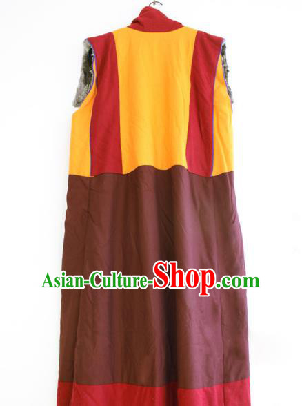 Chinese Tibetan Buddhism Winter Long Vest Traditional Monk Cape for Men