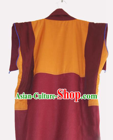 Chinese Tibetan Buddhism Winter Long Vest Traditional Monk Cape for Men