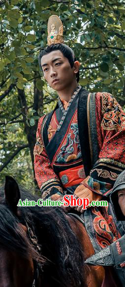 Chinese Ancient Emperor Historical Drama Love is More Than A Word Costume and Headpiece for Men
