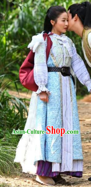 Chinese Drama Devastating Beauty Ancient Female Swordsman Cheng Yelan Costume and Headpiece for Women