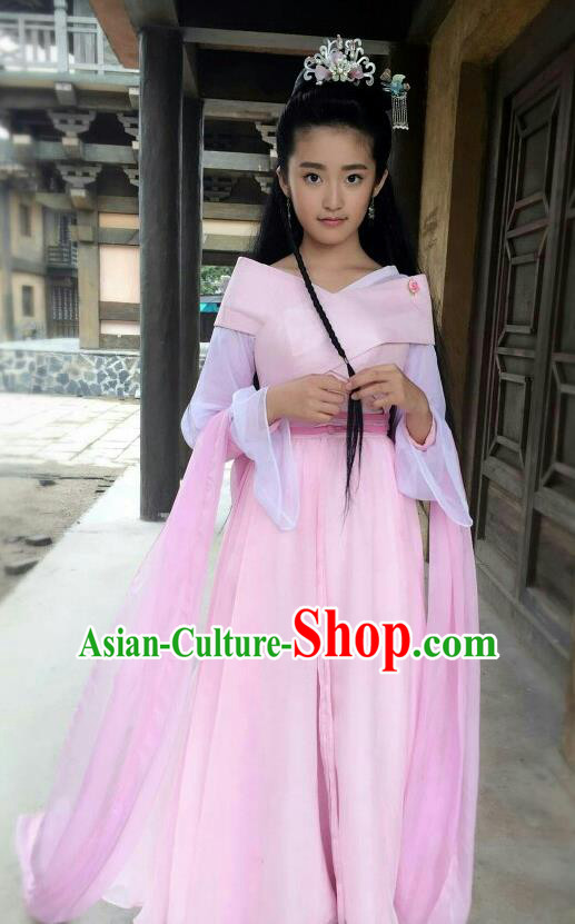 Chinese Ancient Princess Pink Hanfu Dress Drama Go Princess Go Zhang Lingling Costume and Headpiece for Women