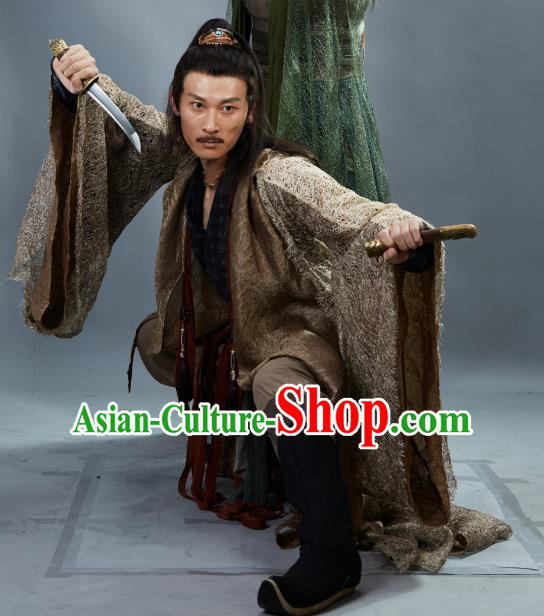 Chinese Ancient Swordsman Clothing Historical Drama Handsome Siblings Costume and Headpiece for Men