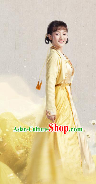 Chinese Historical Drama The Eternal Love Ancient Palace Maid Jing Xin Costume and Headpiece for Women