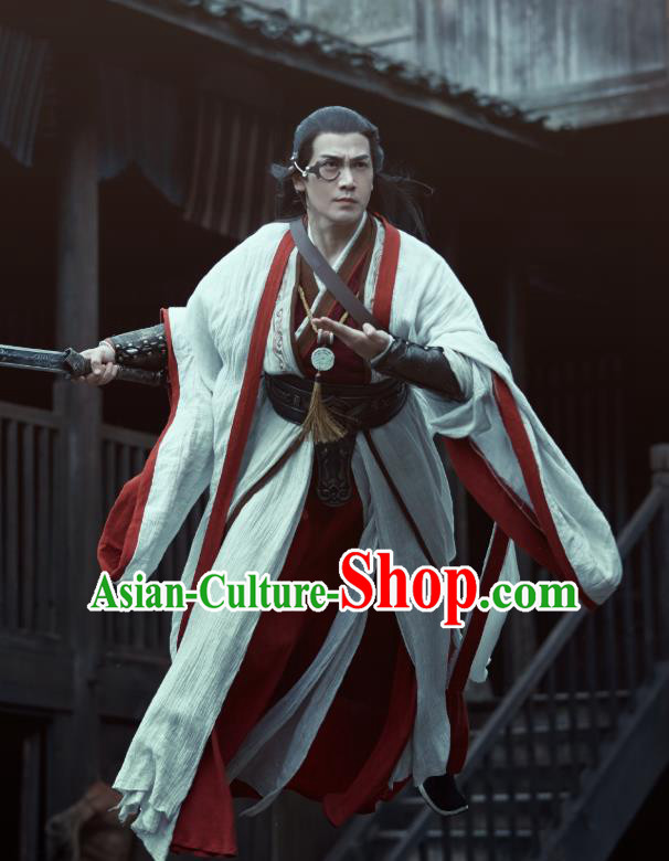 Chinese Ancient Swordsman Xie Yi Clothing Historical Drama Swords of Legends Costume and Headwear for Men