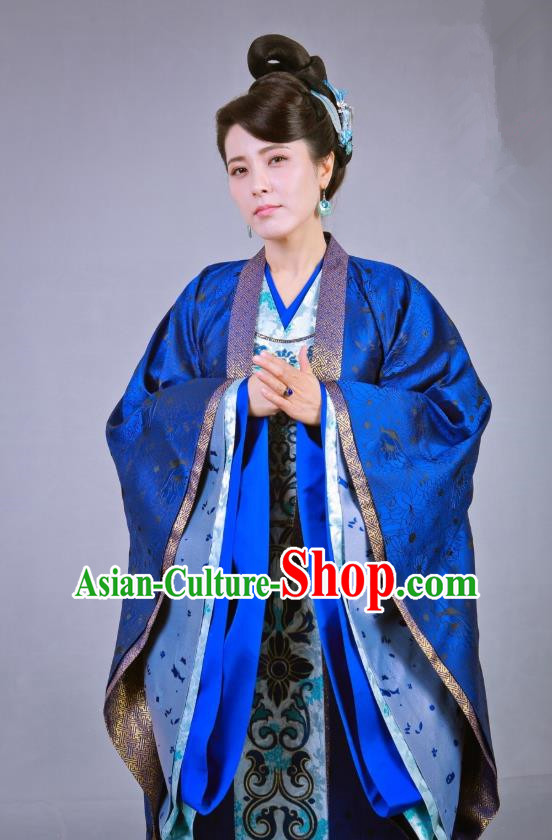 Chinese Historical Drama Swords of Legends Ancient Royal Dame Fu Qingjiao Costume and Headpiece for Women