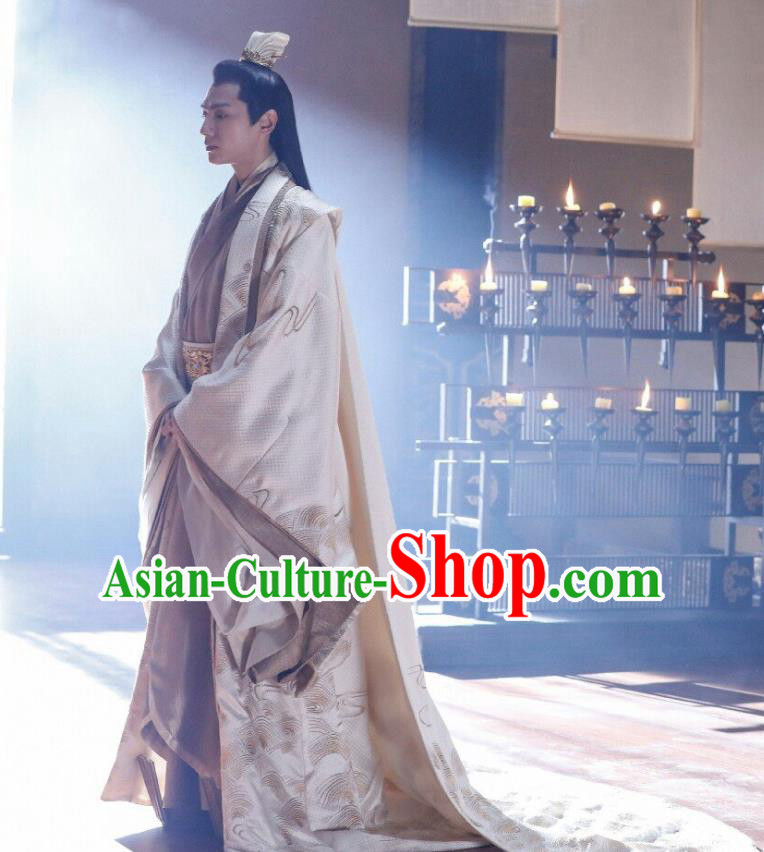 Drama Princess Silver Chinese Ancient Crown Prince Rong Qi Historical Costume and Headwear for Men