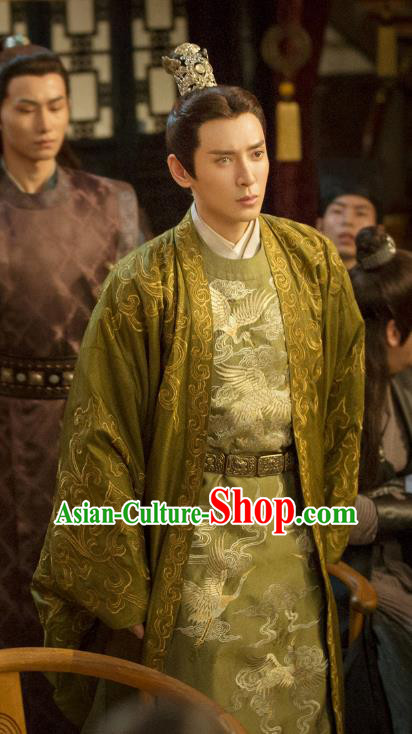 Drama Under the Power Chinese Ancient Ming Dynasty Assistant Minister Yan Shifan Costume and Headpiece Complete Set