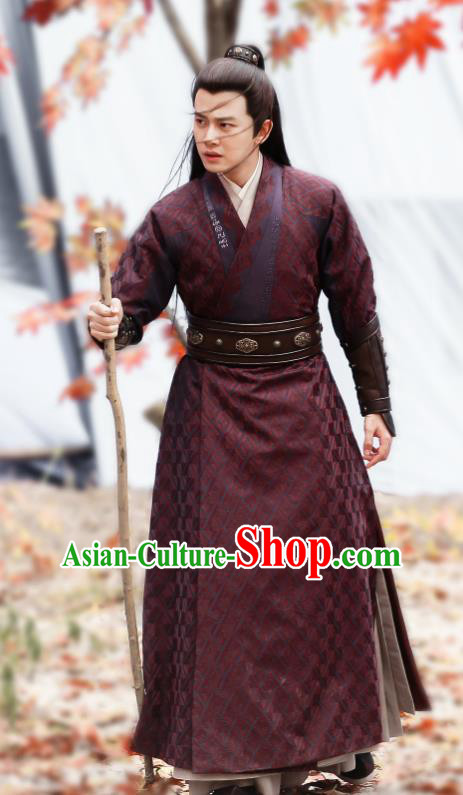Drama Under the Power Chinese Ancient Ming Dynasty Blade Lu Yi Costume and Headpiece Complete Set