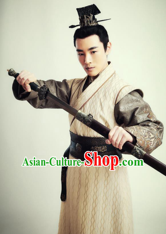 Drama Sword Dynasty Chinese Ancient Swordsman Fang Xiumu Costume and Headpiece Complete Set