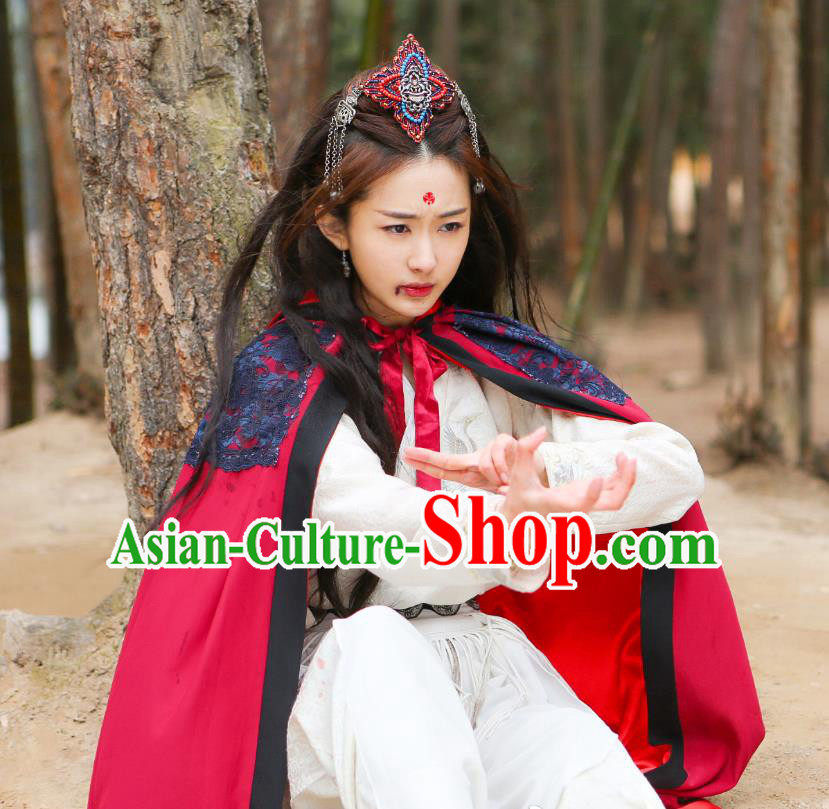 Chinese Ancient Demon Queen Mu Ziling Dress Historical Drama Demon Catcher Costume and Headpiece for Women
