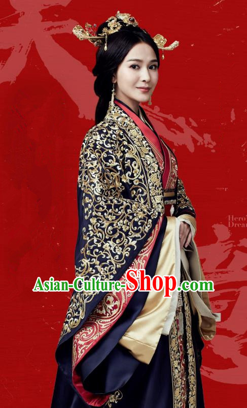 Chinese Ancient Qin Dynasty Imperial Consort Ji Jiang Dress Historical Drama Hero Dream Costume and Headpiece for Women