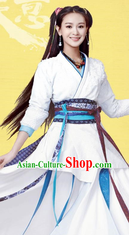 Chinese Ancient Qin Dynasty Female Swordsman Ji Jiang Dress Historical Drama Hero Dream Costume and Headpiece for Women