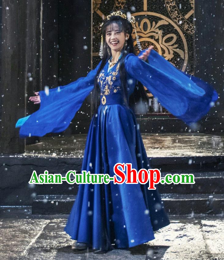 Chinese Ancient Noble Lady Lin Luojing Dress Historical Drama Jueshi Qianjin Costume and Headpiece for Women