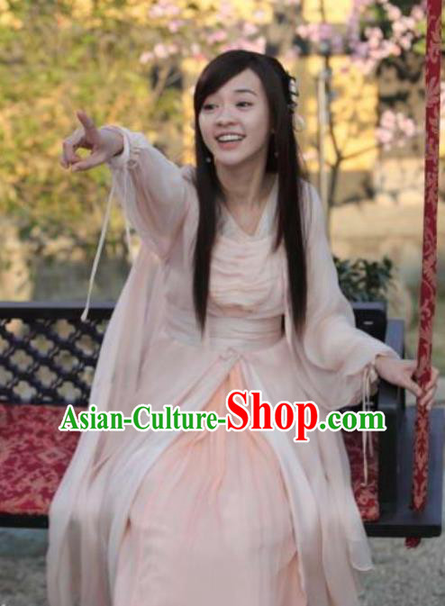 Chinese Ancient Apparels Young Lady Hanfu Dress and Headpieces Drama Butterfly Sword Sun Xiaodie Garment Costumes