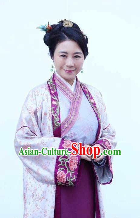 Chinese Ancient Ming Dynasty Mistress Dress Apparels Costumes and Headpieces Drama Legend of the Concubinage Rich Dame Garment