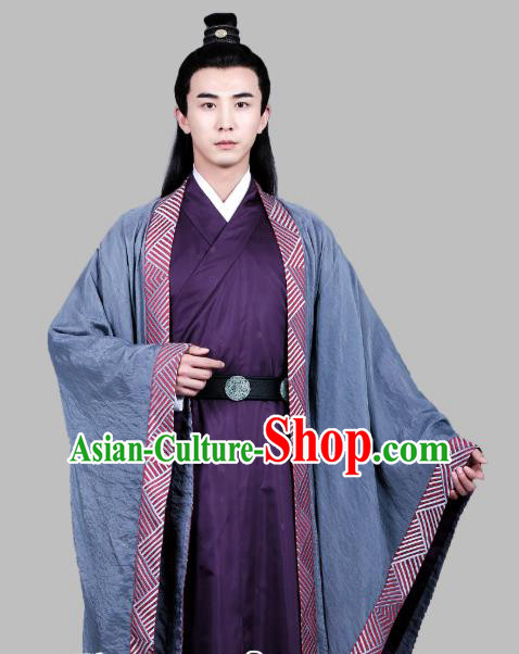 Chinese Ancient Song Dynasty Scholar Apparels Costumes and Hair Accessories Drama Kai Feng Qi Tan Bao Zheng Garment