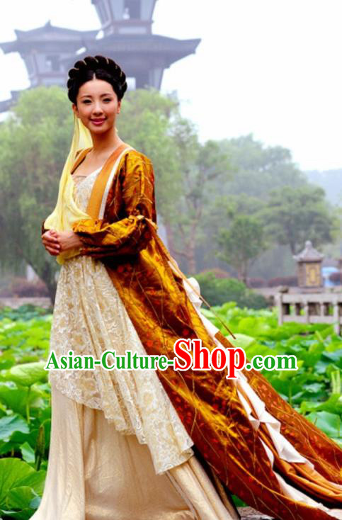 Chinese Ancient Royal Princess Costumes Garment and Headwear Drama The Empress Court Yu Ran Dress Apparels