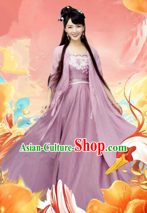 Chinese Ancient Female Cook Dress Apparels Costumes and Headpieces Drama Earth Smoke Sparkle Kitchen Village Girl Hua Erqiao Garment