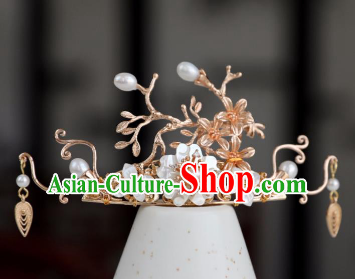 Chinese Ancient Golden Hair Crown Jewelry Headwear Hair Accessories Headdress Hairpins for Women