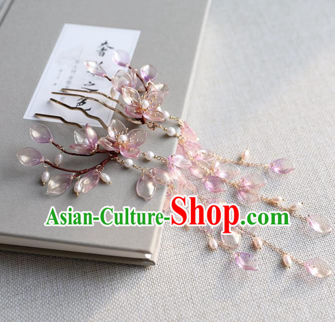Chinese Ancient Wisteria Tassel Hair Comb Jewelry Headwear Hair Accessories Hairpin for Women
