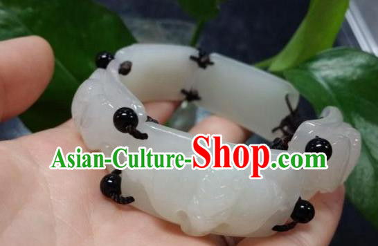 Chinese Ancient Hanfu White Jade Bangle Wristlet Accessories Jade Bracelet Jewelry