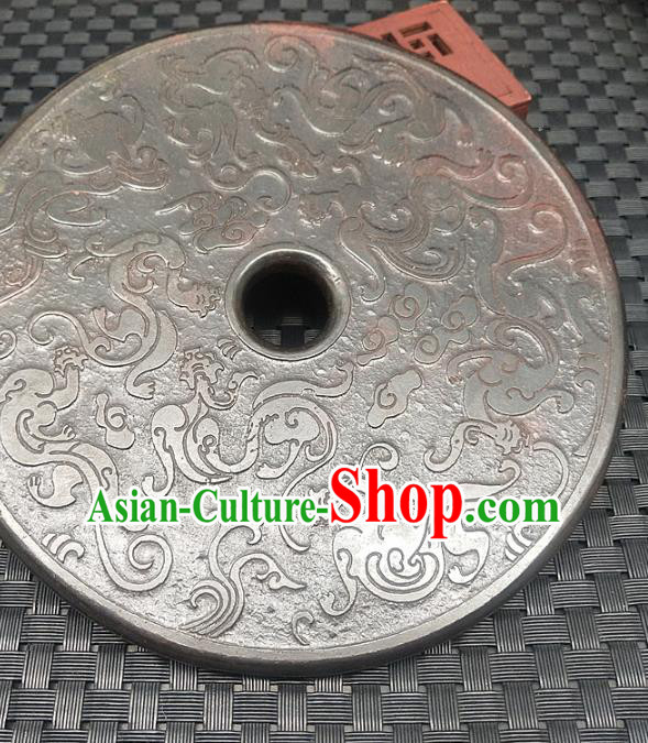 Chinese Handmade Retro Jade Label Craft Jade Necklace Accessories Carving Dragons Pendant