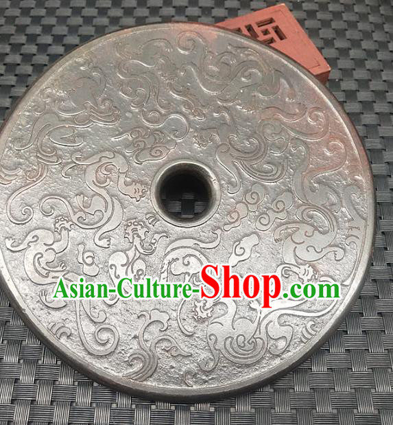 Chinese Handmade Retro Jade Label Craft Jade Necklace Accessories Carving Dragons Pendant