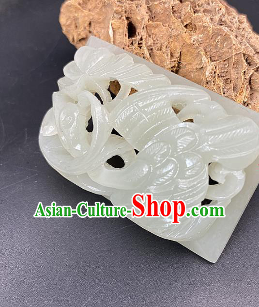 Chinese Ancient Carving Swan Jade Accessories Hetian Jade Pendant White Jade Craft