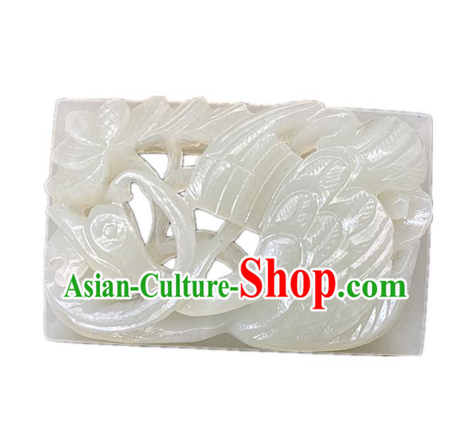 Chinese Ancient Carving Swan Jade Accessories Hetian Jade Pendant White Jade Craft
