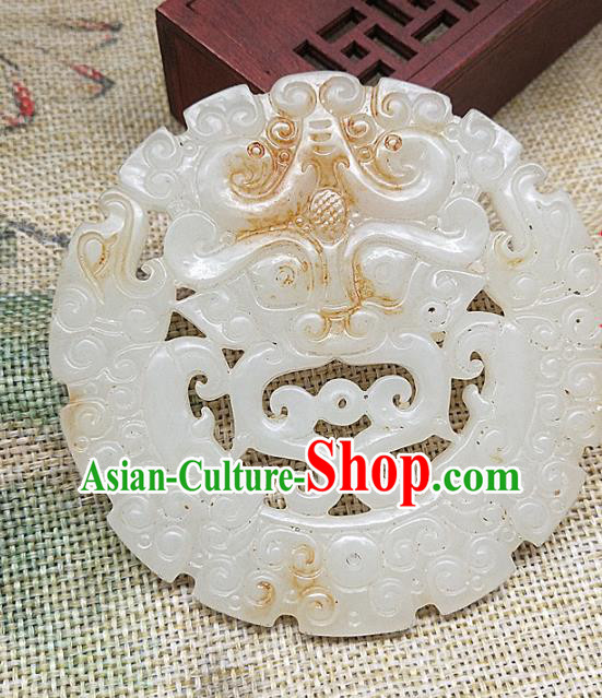 Chinese Handmade Jade Handgrip Craft Jade Label Necklace Accessories Carving Monster Jade Pendant