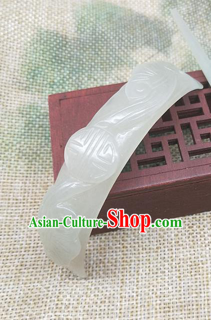 Chinese Ancient Swordsman Jade Headwear Hanfu Hair Accessories Jade Hairdo Crown Hairpin