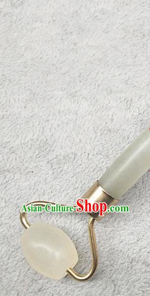 Chinese Ancient Hanfu Jade Face Massager Hetian Jade Jewelry Wheel Accessories