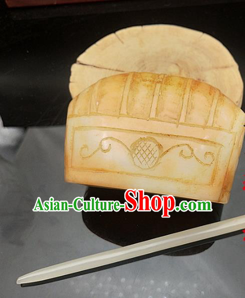 Chinese Ancient Emperor Jade Headwear Hanfu Hair Accessories Hairpin Jade Hairdo Crown