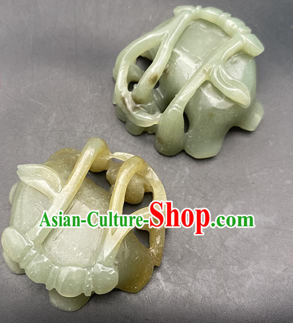 Chinese Ancient Jade Craft Carving Lotus Writing Brush Washer Accessories