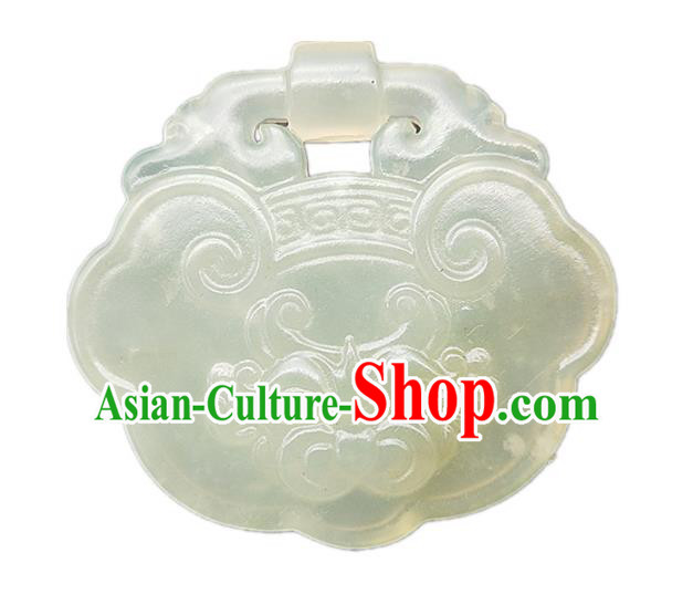 Chinese Handmade Jade Necklace Craft Pendant Hsiuyen Jade Label Carving Monster Jade Accessories