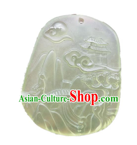 Chinese Handmade Jade Pendant Hsiuyen Jade Label Carving Palace Jade Accessories Necklace Craft