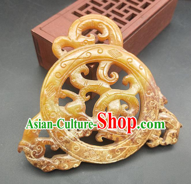 Chinese Carving Jade Dragon Necklace Accessories Handgrip Craft Handmade Jade Jewelry Jade Waist Pendant