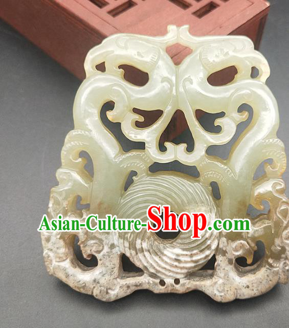 Chinese Retro Carving Jade Necklace Accessories Handgrip Craft Handmade Jade Jewelry Jade Phoenix Waist Pendant