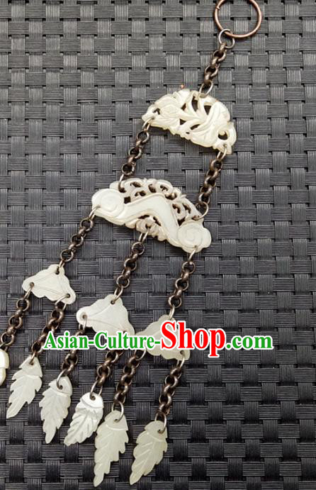 Chinese Handmade Jade Tassel Waist Accessories Handgrip Craft Handmade Jade Jewelry Carving Semi Annular Jade Pendant