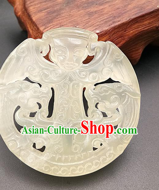 Chinese Handmade Jade Annular Accessories Handgrip Craft Handmade Jade Jewelry Jade Carving Child Waist Pendant